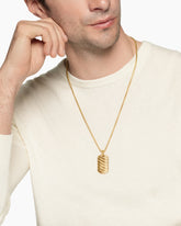 Sculpted Cable Tag in 18K Yellow Gold, 35mm